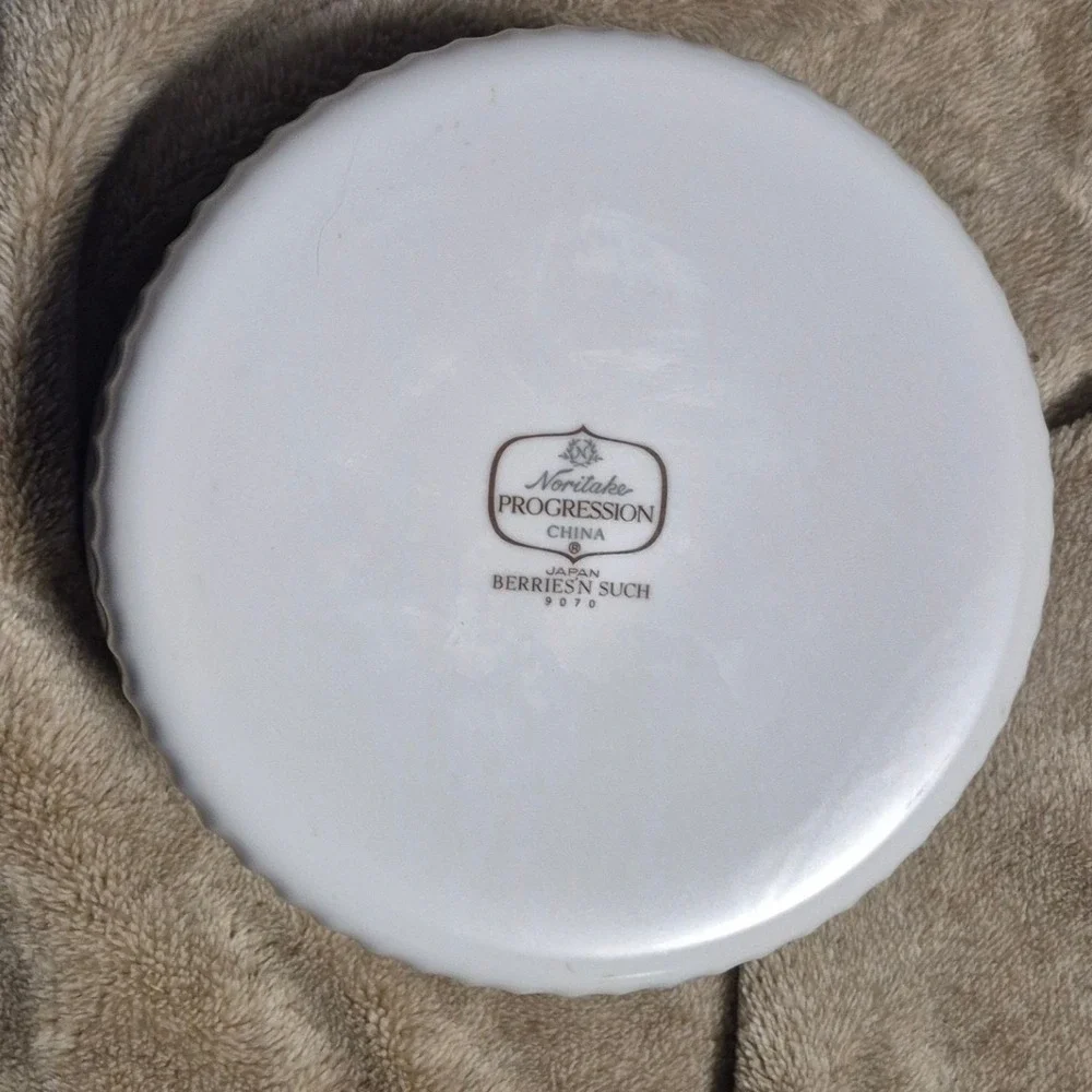 Noritake Progression China Berries N Such 9070 Souffle Dish Round Baker Japan